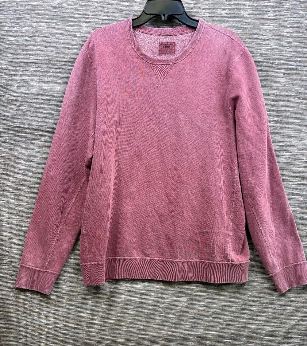 Abercrombie & Fitch Crew-Neck Sweatshirt Mens Size XL Red Garment Dyed L/S